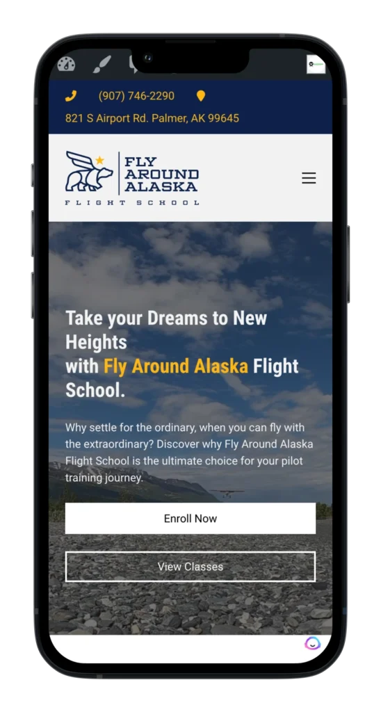 fly around alaska mobile website design project mockup wasilla ak