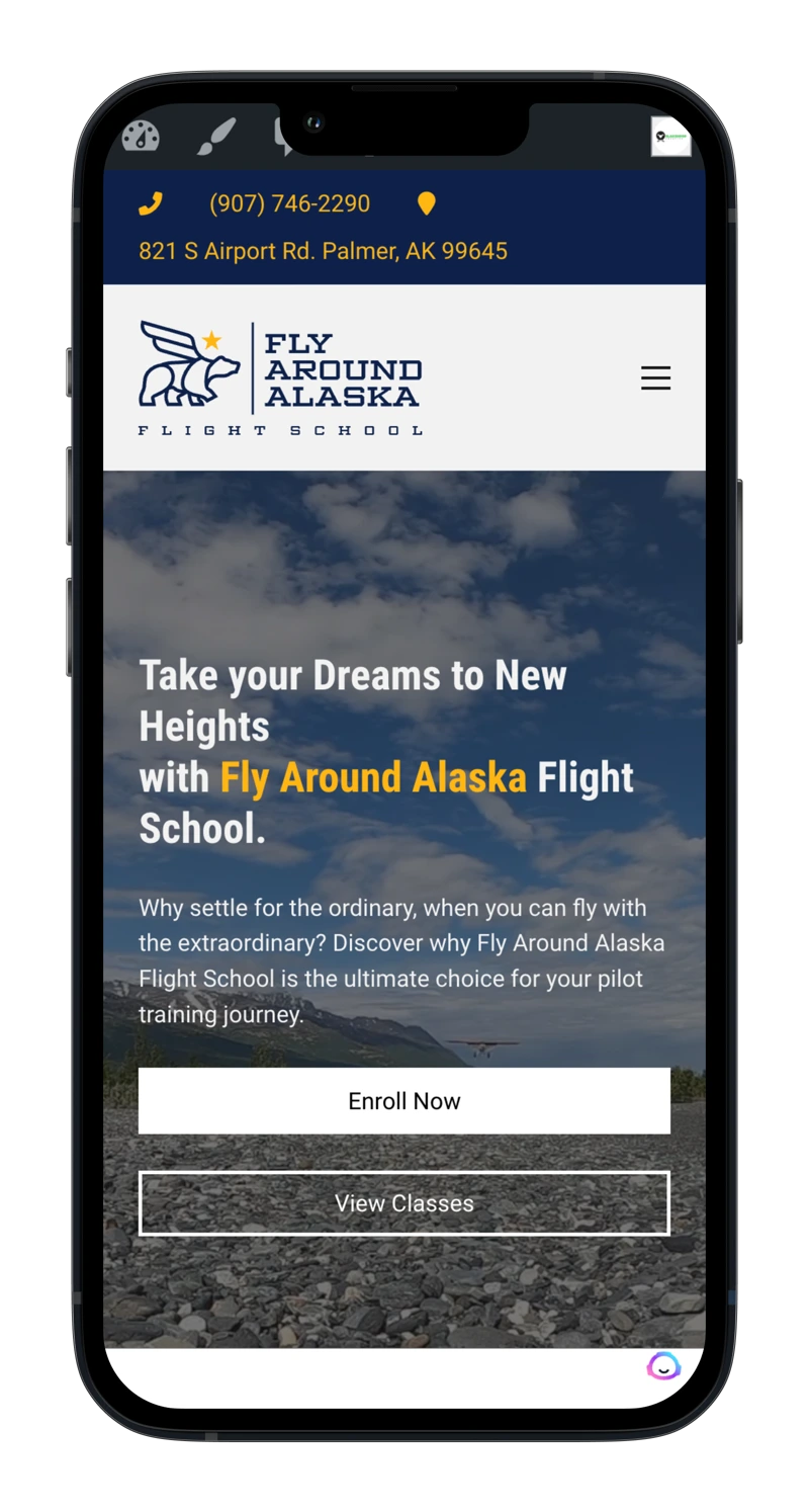 fly around alaska mobile website design project mockup wasilla ak