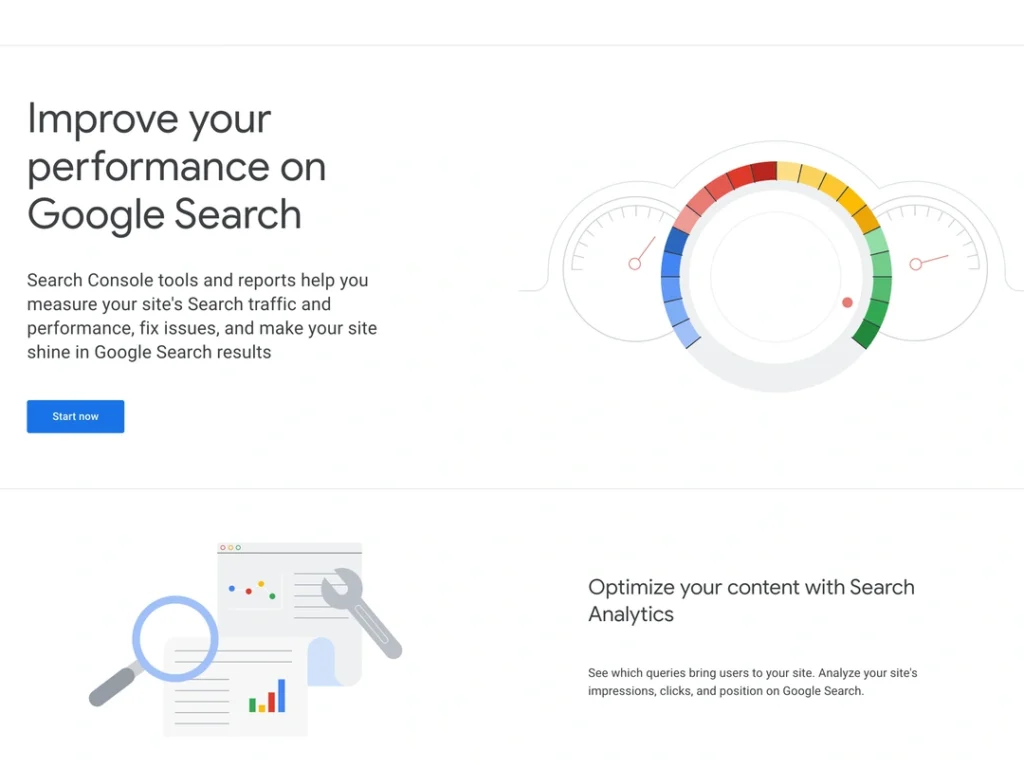 google search console landing page