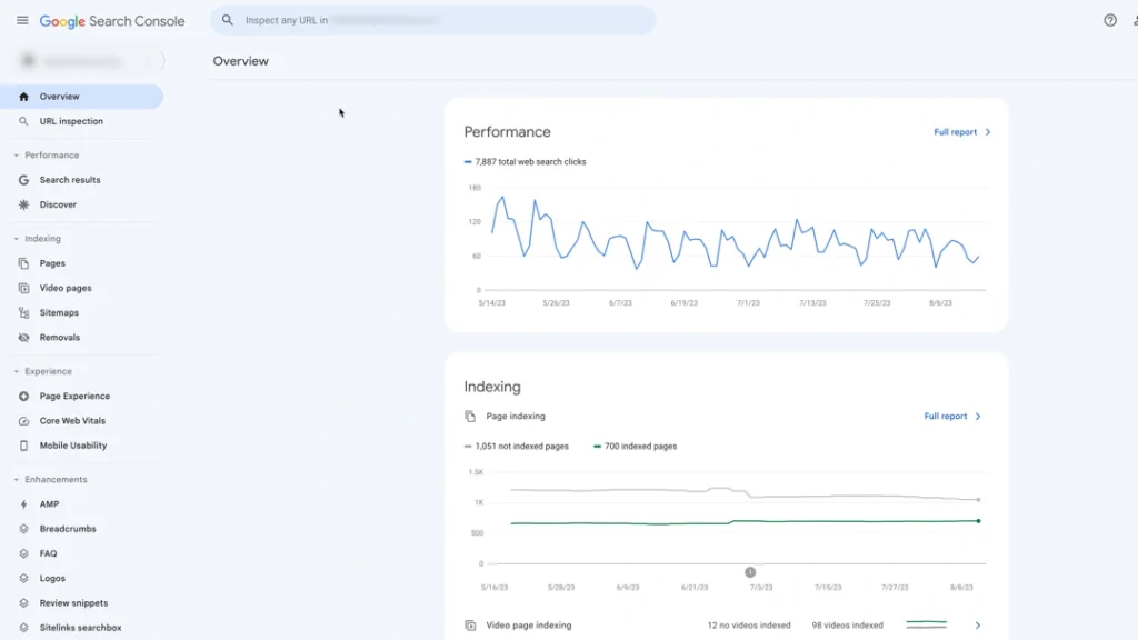 google search console performance view