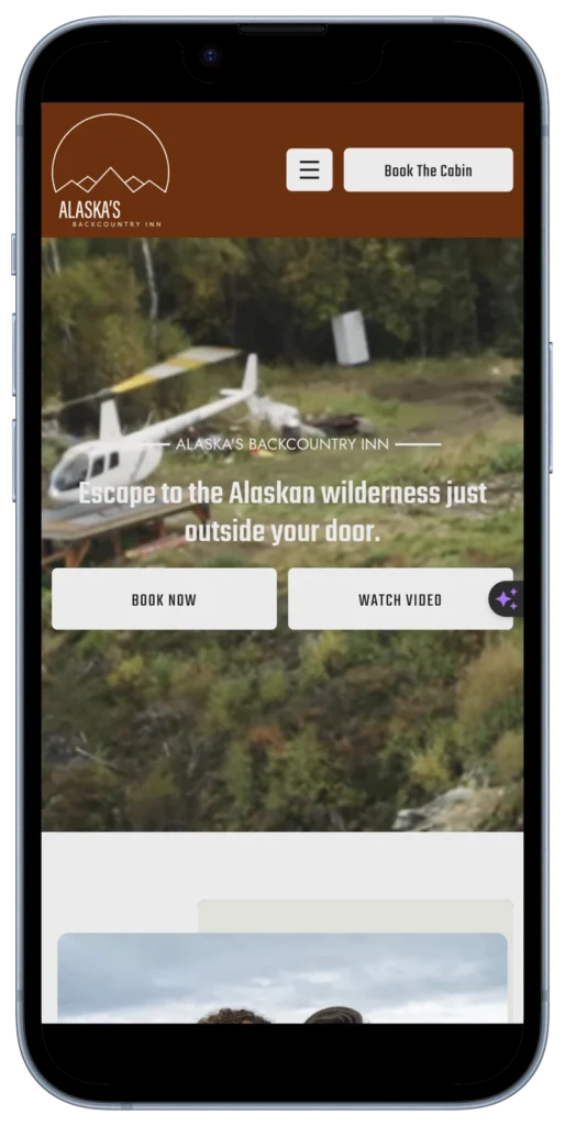 alaskas backcountry inn website project as seen on mobile phone