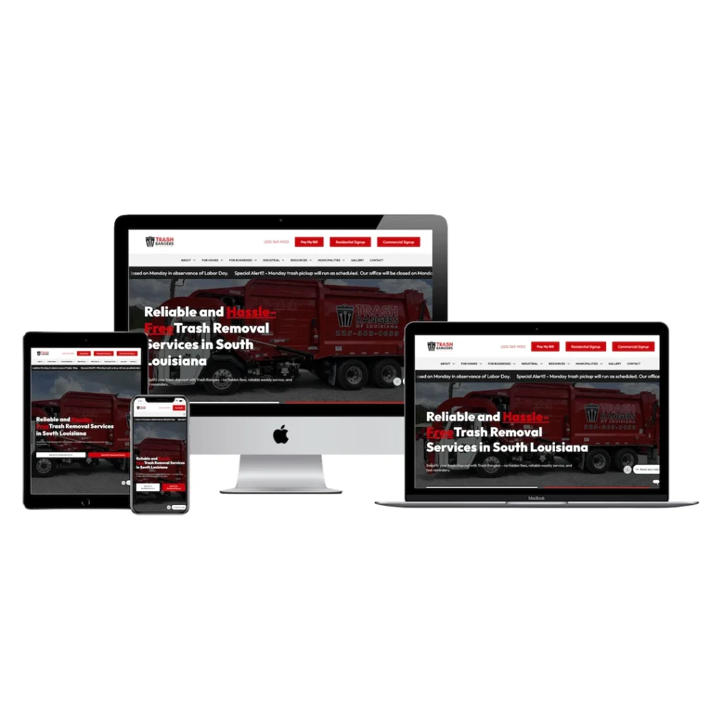 trash rangers website design project mockup responsive devices