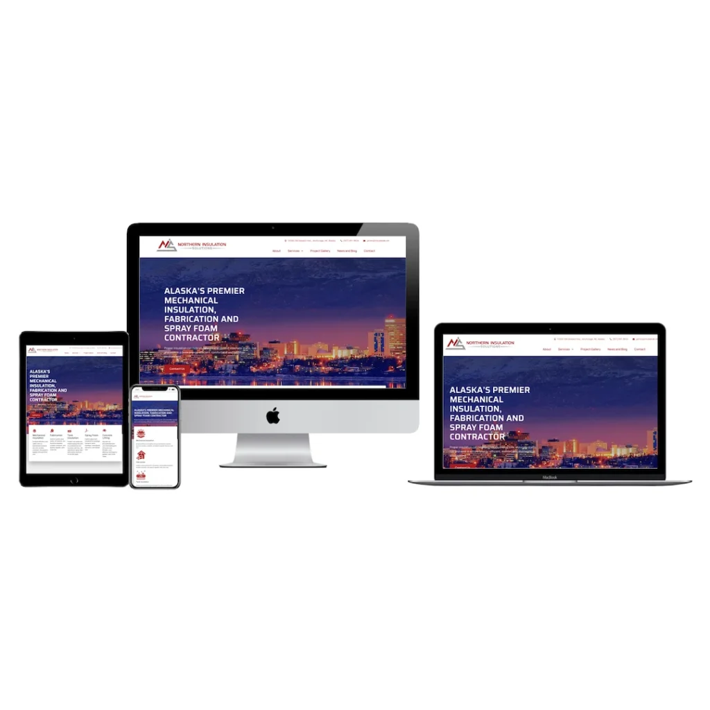 northern insulation solutions website mockup responsive devices